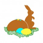 Chocolate bunny with chocolate egg, decals stickers