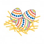 Multi colored easter eggs with straw , decals stickers