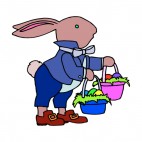 Bunny with blue and pink easter egg baskets, decals stickers