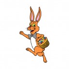 Bunny with easter egg basket walking, decals stickers