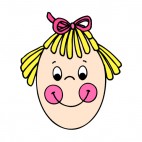 Egg decorated as girl face, decals stickers