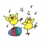 Chicks with easter egg dancing, decals stickers