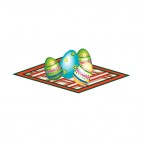 Multi colored easter eggs on green and red blanket, decals stickers