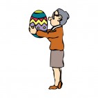 Woman holding easter egg, decals stickers