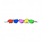 Multi colors easter eggs border, decals stickers