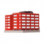 Red modern office building, decals stickers