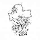 Crucifix and lilies, decals stickers