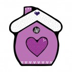 Purple and white house with hearts, decals stickers