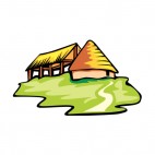 House and shelter with hay roof, decals stickers