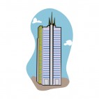 Office building with antennas on top, decals stickers