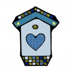 Blue birdhouse with blue heart, decals stickers