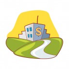 City with dollar sign landscape, decals stickers