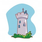 Castle tower with men holding spear, decals stickers