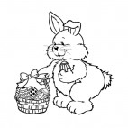 Bunny with easter egg basket holding easter egg, decals stickers