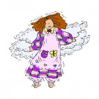 Angel with pink and purple dress smiling, decals stickers