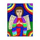 Angel with rainbows painting, decals stickers