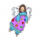 Angel with purple and blue dress smiling, decals stickers