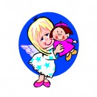 Angel holding girl doll, decals stickers