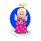 Angel in pink dress praying, decals stickers