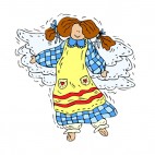 Angel with yellow and blue checkered dress smiling, decals stickers