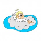 Angel in a cloud laughing and pointing, decals stickers