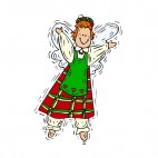 Angel with green and red dress smiling, decals stickers