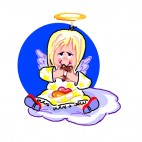 Angel eating doughnut, decals stickers