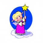 Angel with pink dress holding star stick, decals stickers