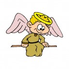 Angel with brown robe looking down, decals stickers
