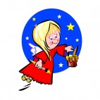 Angel with red dress painting, decals stickers