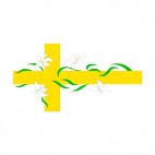 Gold cross with white flowers, decals stickers