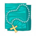 Blue and gold rosary, decals stickers