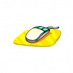 Wired mouse on yellow mouse pad, decals stickers