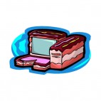 Computer and tower in cake shape, decals stickers
