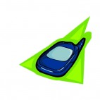 Blue cellphone with front screen, decals stickers