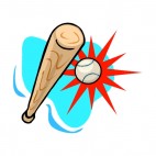 Baseball bat hiting ball, decals stickers