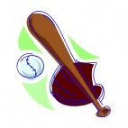 Baseball ball with glove and bat, decals stickers