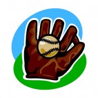 Brown baseball glove with ball, decals stickers