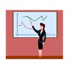 Woman showing business chart, decals stickers
