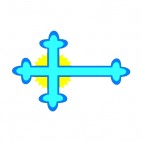 Blue budded cross with yellow circle, decals stickers