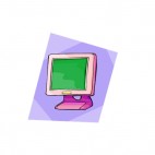 Pink flat monitor, decals stickers