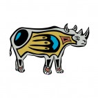 Rhinoceros with blue and yellow drawing figure, decals stickers