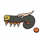 Grey and brown dragon head figure, decals stickers