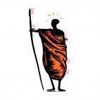 Man with stick and orange dress figure, decals stickers