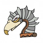 Grey and brown eagle head figure, decals stickers