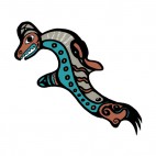 Grey and blue fish figure, decals stickers