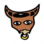 Bull with nose earring figure, decals stickers