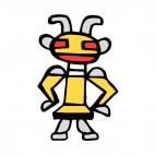 Yellow and gray man with horn figure, decals stickers