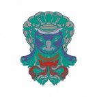 Green blue and red mayan mask, decals stickers