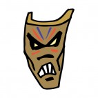 Aboreginal brown angry face mask, decals stickers